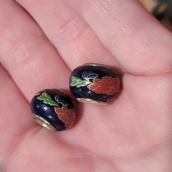 925 Glass beads/charms. Matching pair. - Picture 6 of 6